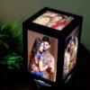 Customized LED Table Lamps with 5 Personalized Photo- Rotating Cube Gift for Anniversary, Couple, Birthday, Wedding, Home & Bedroom Decorative - Wooden Enclosure, Brown - Image 3