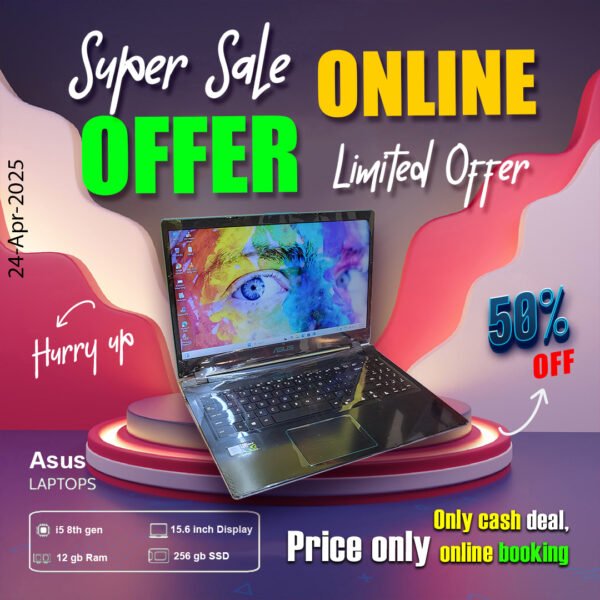 Asus Laptop ( Core i5 8th gen Processor | 12gb ram | 256gb ssd) ONLY CASH DEAL