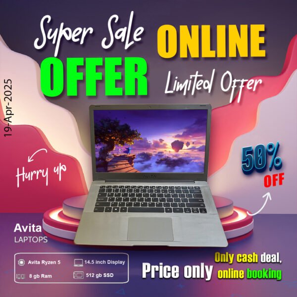 AVITA Laptop ( Ryzen5 Processor | 8gb ram | 512gb SSD ) ONLY CASH DEAL