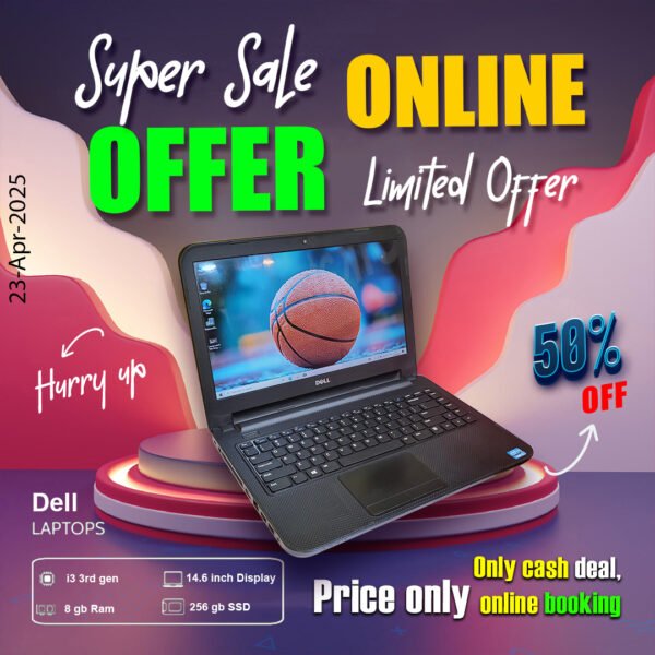 Dell Laptop ( Core i3 3rd gen Processor | 8gb ram | 256gb ssd ) ONLY CASH DEAL