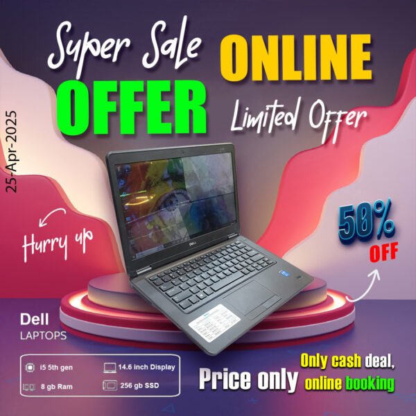 Dell Laptop ( Core i5 5th gen Processor | 8gb ram | 256gb ssd ) ONLY CASH DEAL