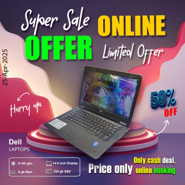 Dell Laptop ( Core i5 5th gen Processor | 8gb ram | 256gb ssd ) ONLY CASH DEAL - Image 3