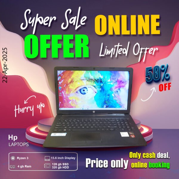 Hp Laptop ( Ryzen3 | 4gb ram | 128gb ssd + 320gb Hdd ) ONLY CASH DEAL - Image 2