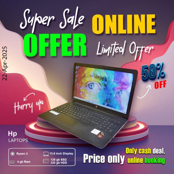 Hp Laptop ( Ryzen3 | 4gb ram | 128gb ssd + 320gb Hdd ) ONLY CASH DEAL - Image 3