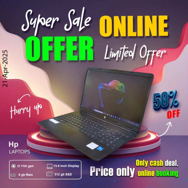 Hp Laptop ( Core i3 11th gen | 8gb ram | 512gb ssd ) ONLY CASH DEAL
