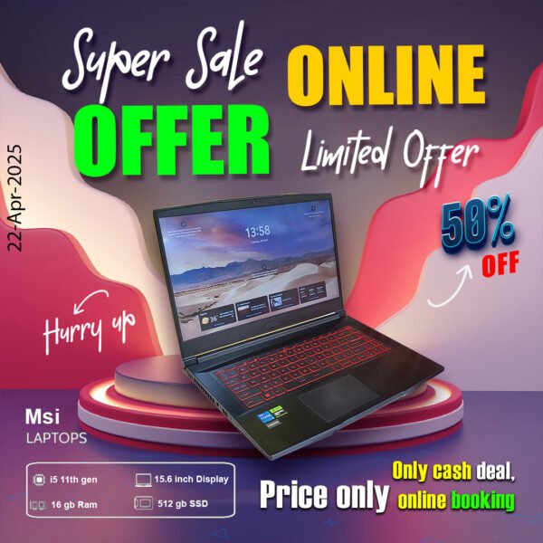 MSI Gaming Laptop ( Core i5 11th gen | 16gb ram | 512gb SSD ) ONLY CASH DEAL - Image 3