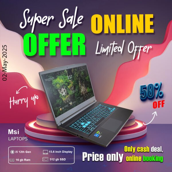 MSI Gaming Laptop ( Core i5 12th gen | 16gb ram | 512gb SSD ) ONLY CASH DEAL