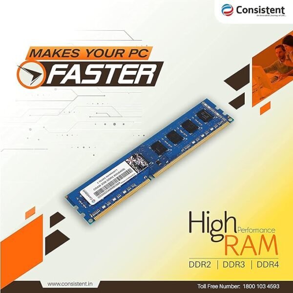 Consistent 8GB DDR3 1600MHz Desktop RAM (Memory) U-DIMM | Long-DIMM | DT PC3-1600 Single Channel Memory with 3 Years Manufacturer Warranty (Made in India) - Image 2